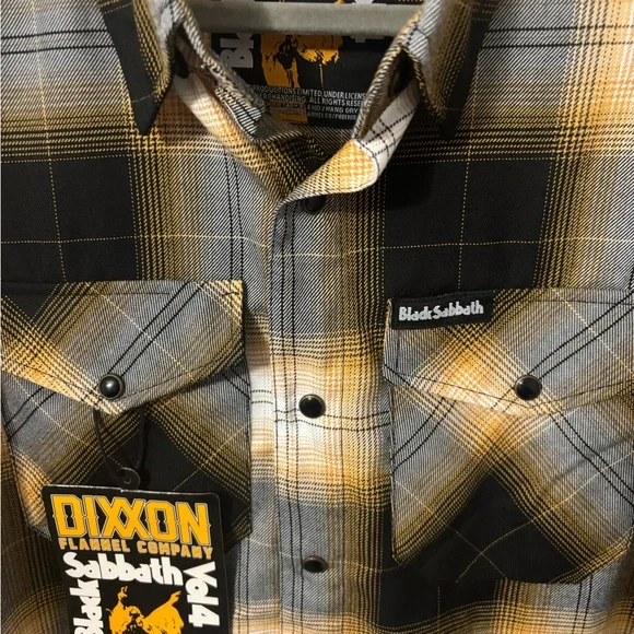 DIXXON Men's Black and Yellow Plaid Shirt - Picture 3 of 3